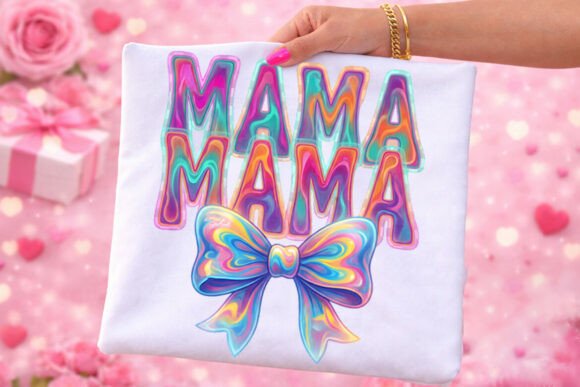 Brushstroke Mama Bow Retro T-Shirt PNG for Stylish Designs