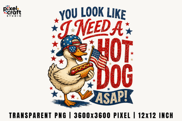 Funny 4th of July Hot Dog Duck PNG: A Quirky Patriotic Design