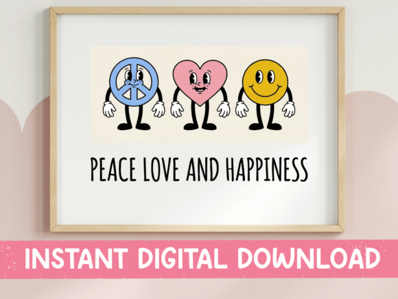 Peace Love Happiness SVG Design: Retro Vibes for Modern Creations