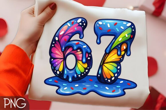 Rainbow Butterfly 67 Birthday T-Shirt: A Design Asset for Milestone Celebrations