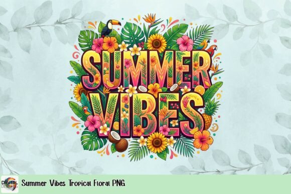 Summer Vibes Tropical Floral PNG: A Burst of Sunshine for Your Designs