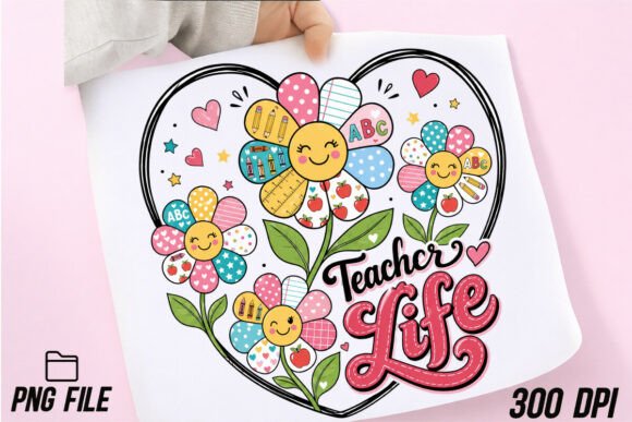 Teacher Life Heart Flowers: A Mother's Day Design Asset for Meaningful Projects